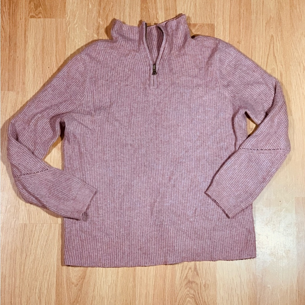 💐 Mauve Pink Knit Sweater with Zip Neck 💐